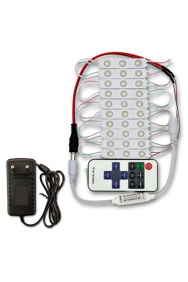 Modül LED 10 Adet Amber, Adaptör ve Kumandalı Dimmer Dahil Hazır Set Ürün - 1