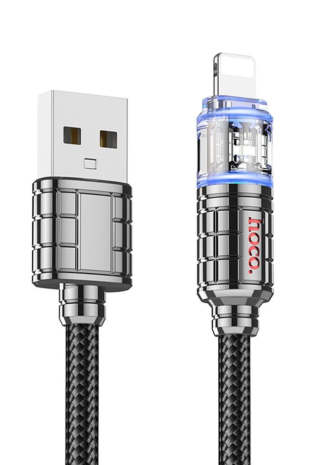 İphone Serisi Uyumlu 1.2 2.4 Amper Destekli USB to Lightning Şarj Data Kablosu Kristal Şeffaf Uç - 1