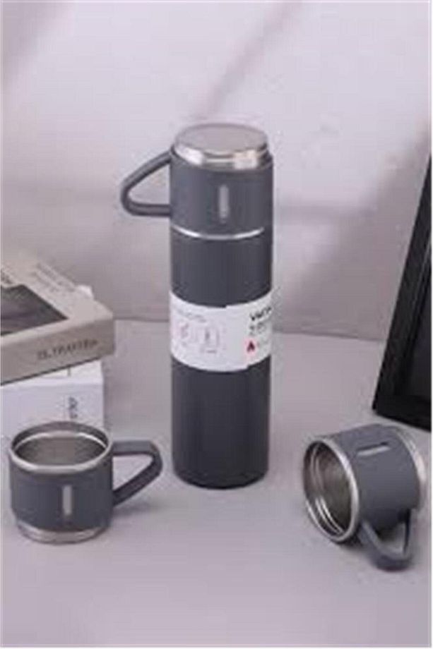 Hy-tm11 Mat Gri 500ml Iç 304 Dış 201 Paslanmaz Çelik Kupa Bardak Termos - 1