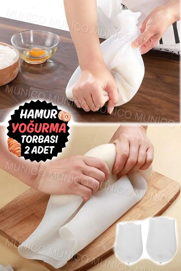 2 Adet Torbası Silikon Şeffaf Hamur Yoğurma Torbası Ekmek Makarna Mantı Hamuru Kolay Yoğurma Kalite - 8