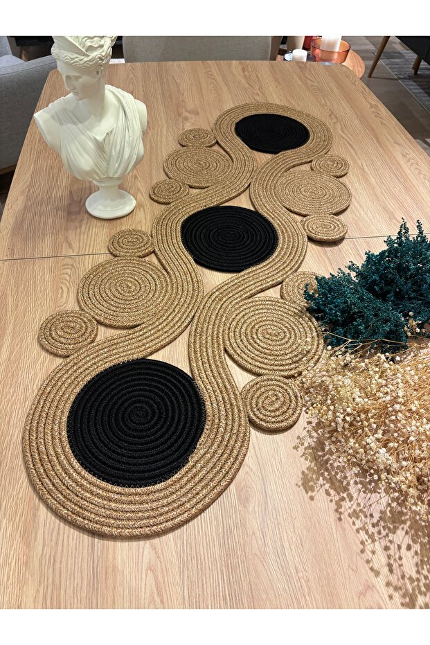 Ahenk Jute Wicker Look Runner 40x110، مفرش طاولة بتصميم خاص، Jute Ranır، الجوت
