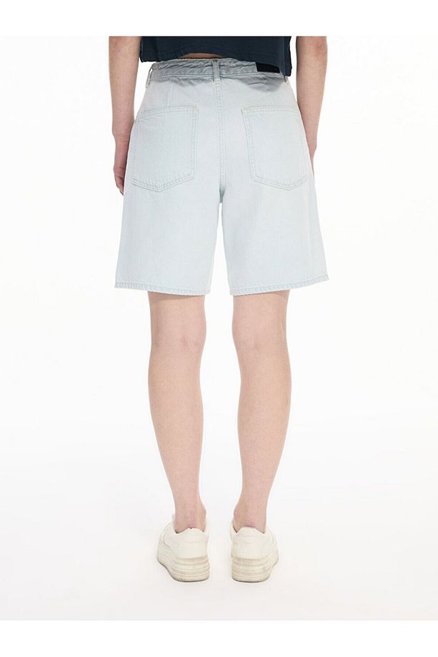 Lores X Yüksek Bel Comfort Jean Şort Şort - 3