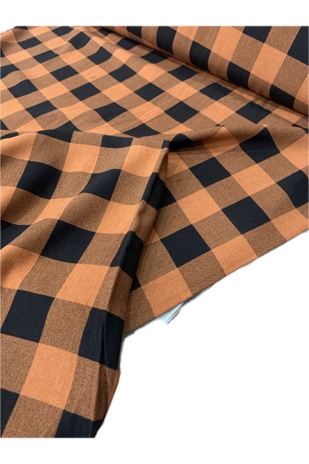 Plaid Patterned Cotton Viscose Dress - Skirt and Shalwar, Double Width:150 Cm