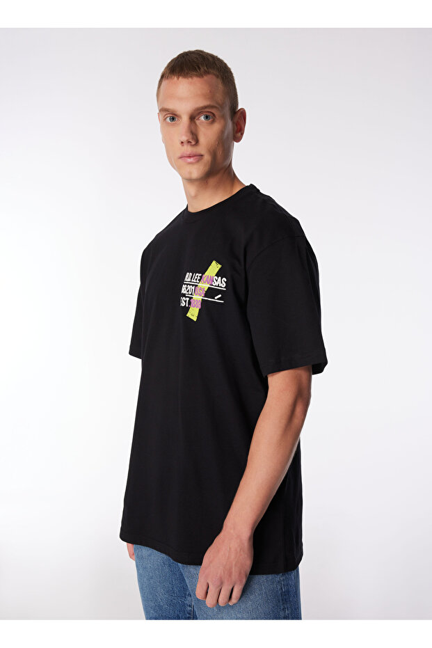 Loose Fit Relaxed Cut Crew Neck 100% Cotton Black T-Shirt