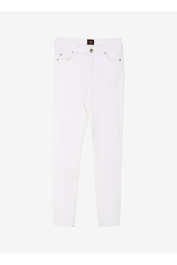 High Waist Super Narrow Leg Skinny Fit White Women's Denim Trousers L32S205043F65-Foreverfit Jean Pa