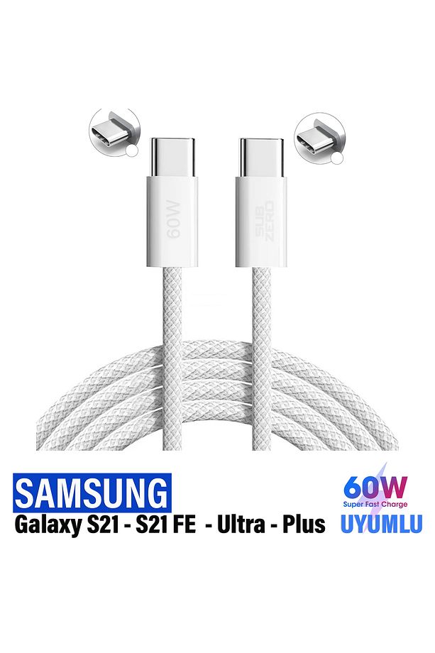 Samsung S21 - S21 FE - S21 Ultra - S21 Plus Şarj Kablosu Type C PD Hızlı Şarj - 1