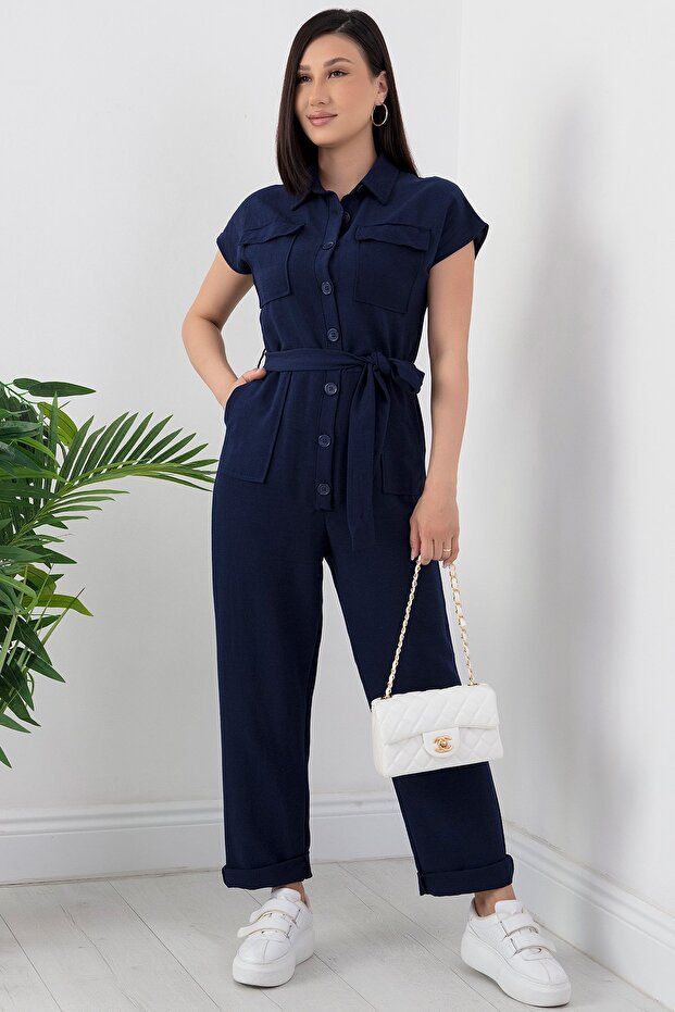 Cepli Kemerli Düğmeli Tulum 950-2980 - 1