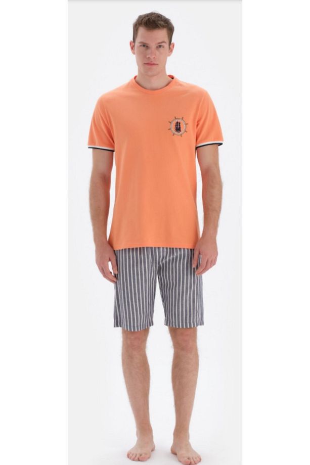 Yeni Sezon Kısa Kollu Erkek Şort Pijama Takımı - 1