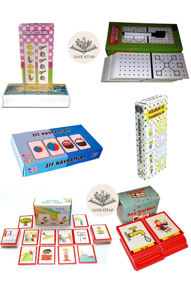 Örüntüler-Noktadan Çizgiye-Zıt Kavramlar-Gölgeler-Doğru Yanlış Kartları-Ses Kartları 6'lı SET - 1