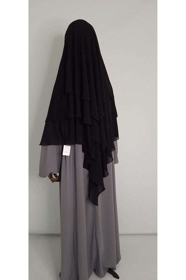 3 katlı multi sifon sufle esarp ( orta boy ) hijap siyah - 4