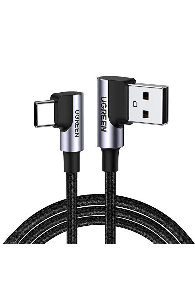 Usb-a To Type-c 90 Derece 3a Hızlı Şarj Ve Data Kablosu 1 Metre - 1