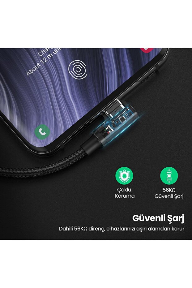 Usb-a To Type-c 90 Derece 3a Hızlı Şarj Ve Data Kablosu 1 Metre - 6