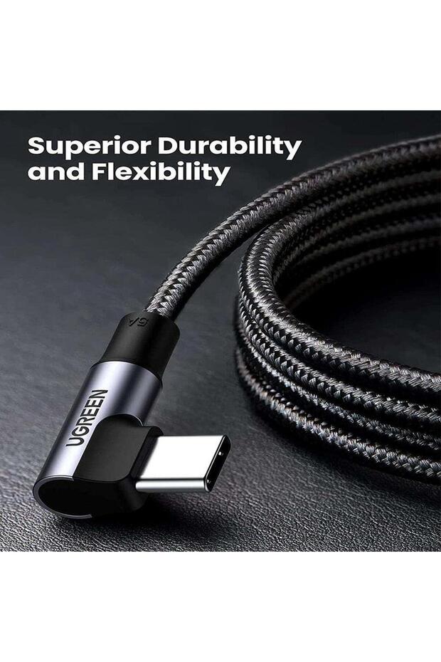 Type-c To Type-c 100w 5a Örgülü 90 Derece Şarj Kablosu 2 Metre - 7