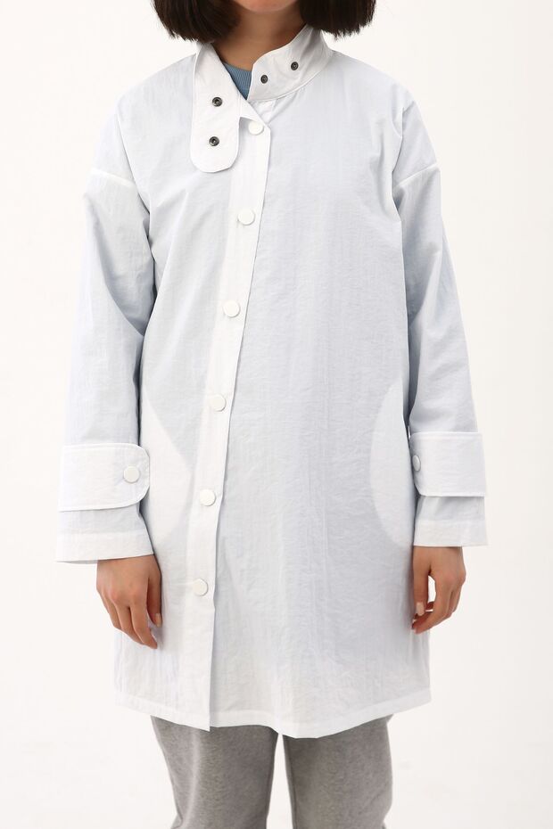 White Asymmetrical Snap Cap - 4