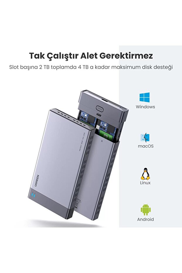 Type-c Çiftli M.2 B-key Raıd Ssd Disk Kutusu - 6