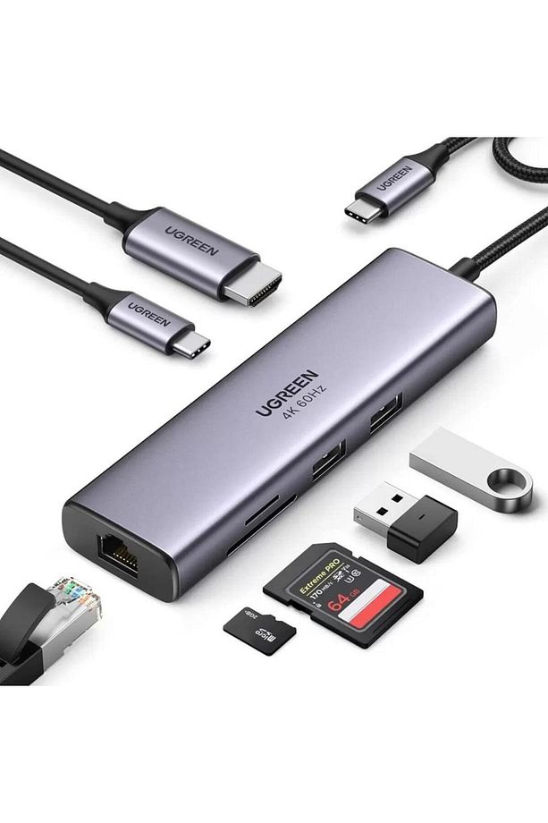 Type C To Pd 100w Hdmı Rj45 Usb Sd Micro Sd Dönüştürücü Hub - 1