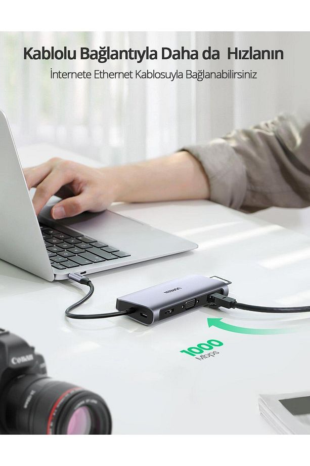 Type-c To Usb 3.0 Hdmı Vga Rj45 Tf Sd 3.5mm Aux Pd Dönüştürücü Adaptör - 5
