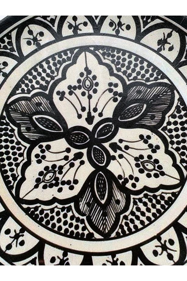Dekoratif Duvar Tabağı Duvar Süsü Dantel Desenli Tabak Siyah Beyaz Tabak No:15 - 4