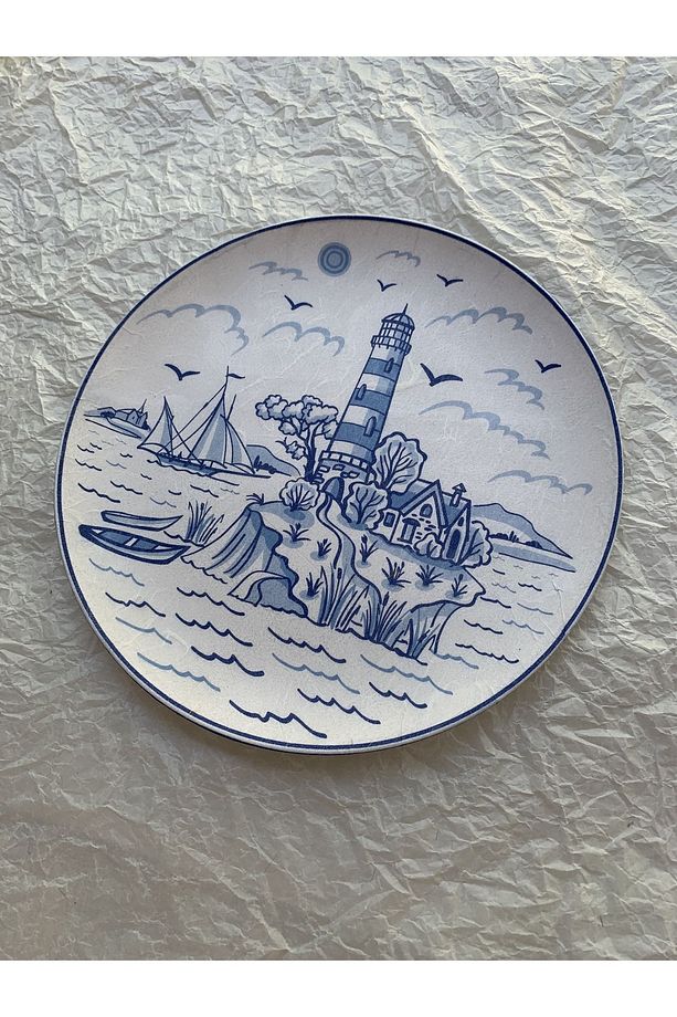 Deniz Feneri Desenli Duvar Tabağı Dekoratif Bahçe Balkon Mutfak Salon Duvar Süsü No:183 - 4