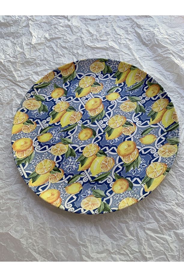 Çini Desenli Limonlu Duvar Tabağı Dekoratif Bahçe Balkon Mutfak Salon Duvar Süsü No:148 - 4