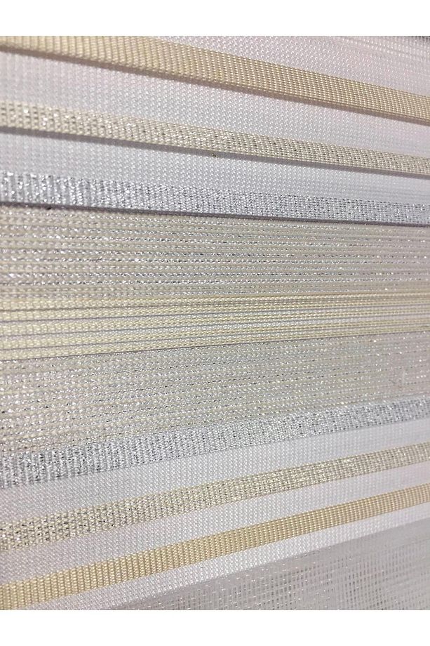 Sarı Sim Çizgi Detaylı Pliseli Zebra Stor Perde - 1