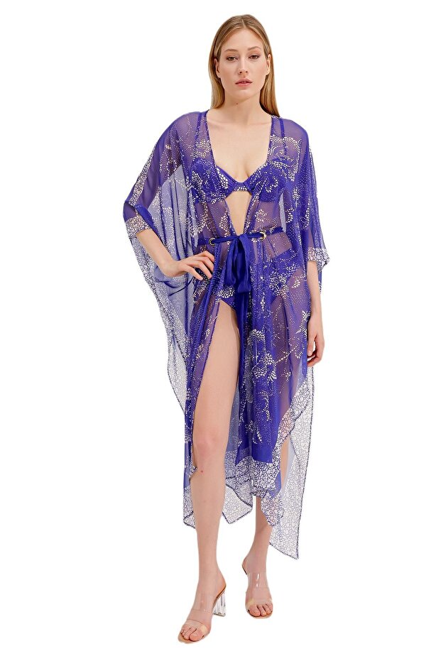 Zeki Desenli Mor Elbise - 1