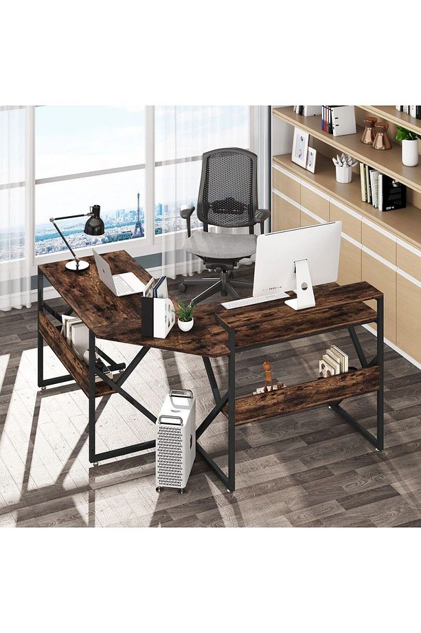 L Model Monitör Raflı Çalışma Masası - 3
