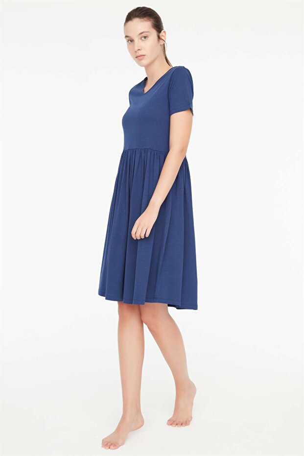 - Women's Navy Blue V-Neck Dress