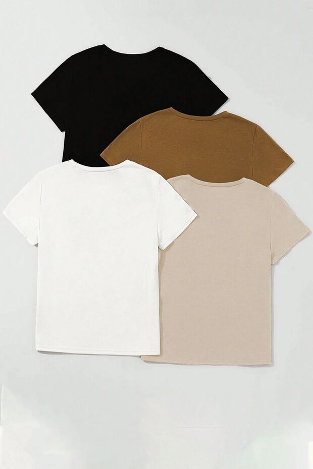 Unisex Basic Model 4'lu Tshirt - 2