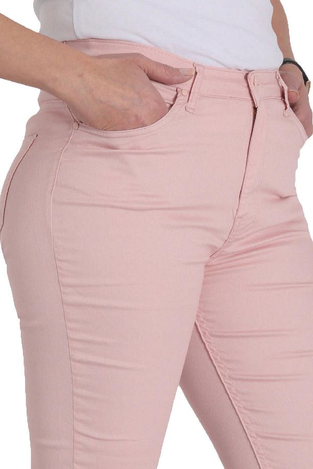 Günay Kadın Büyük Beden Pantolon Nvr4037 Kanvas Normal Bel Dar Paça-pudra - 3