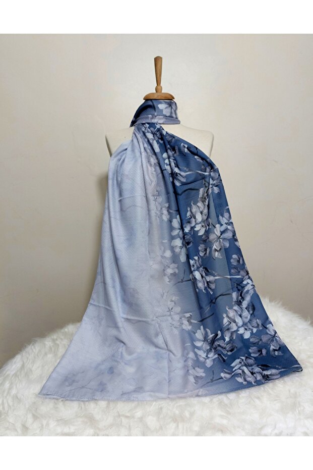 90x190 Gradient Flower Patterned Cotton Shawl