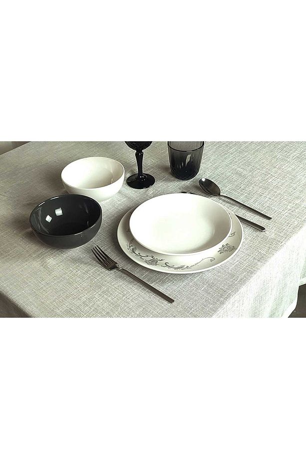 Gri Ince Polyester Tül Masa Örtüsü(LM) - 5
