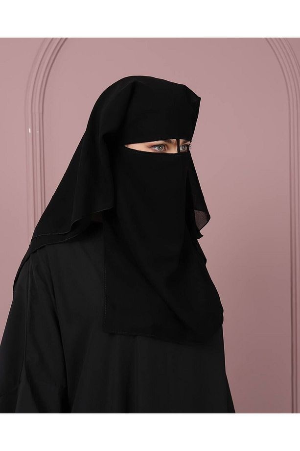 Peçe Siyah Duvak Bae Başörtüsü - 4