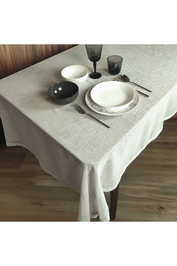 Gri Ince Polyester Tül Masa Örtüsü(LM) - 2