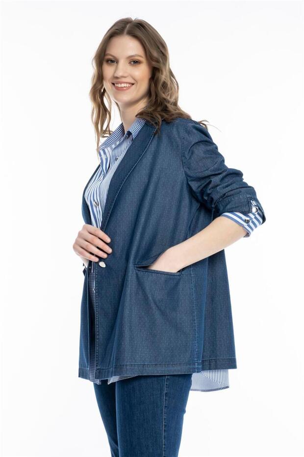 سترة جينز منقوشة بنقاط - 3