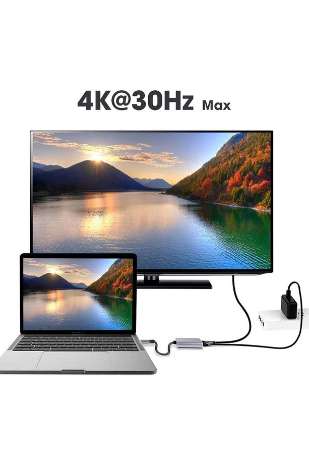Type-c 3in1 Hdmi 4k Usb 3.0 Görüntü Veri Aktarımı Usb Adaptör Notebook Ve Macbook Ile Uyumlu TC-23 - 7