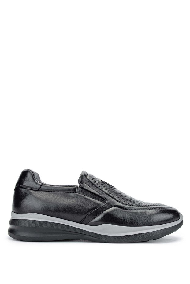 Men's Genuine Leather Black Sneakers & Sports Shoes