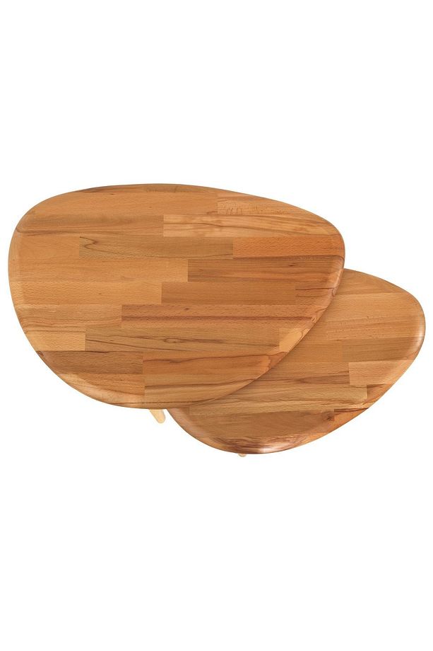 Naturel Masif Doğal Tekli, 2'li, 3'lü Zigon Sehpa Set, Modern Masif Yan Sehpa - 4