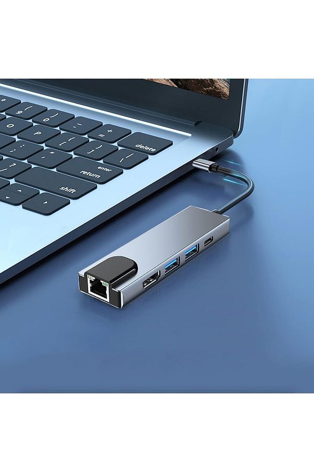 Type-c To Ethernet Hdmi Usb C Hub 5 Li Macbook Iphone 15 Serisi Uyumlu - 3