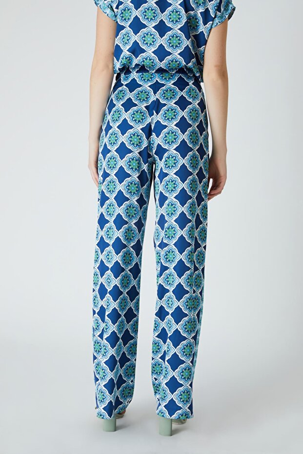 Desenli floş pantolon - 4