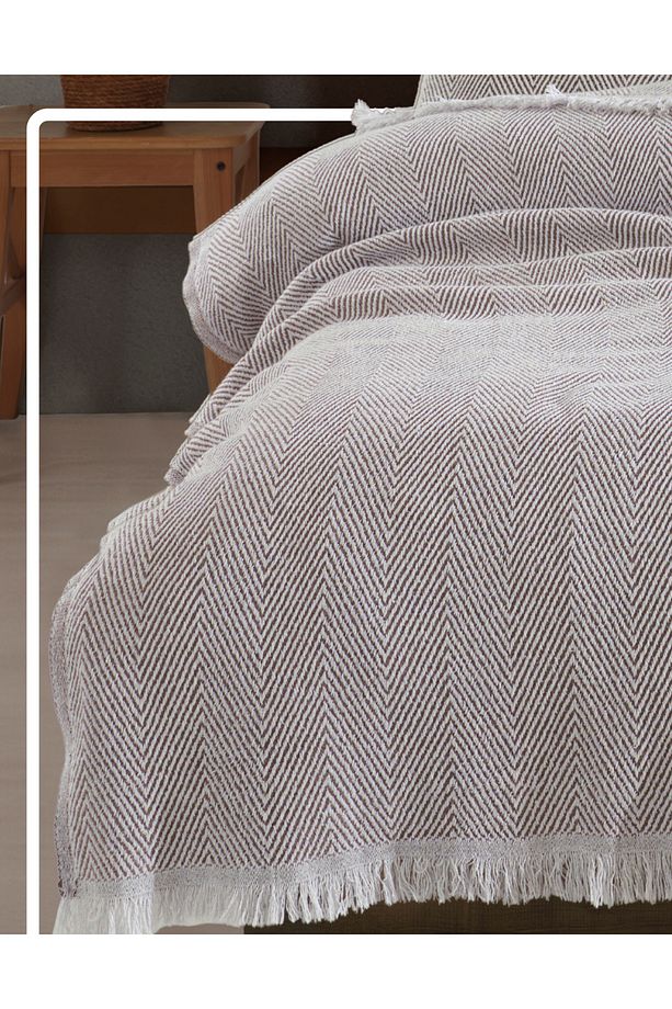 Lily Vizon Tek Kişilik Pike 145 X 200 cm Yatak Koltuk Kanepe Berjer Örtüsü Pamuklu Püsküllü - 4