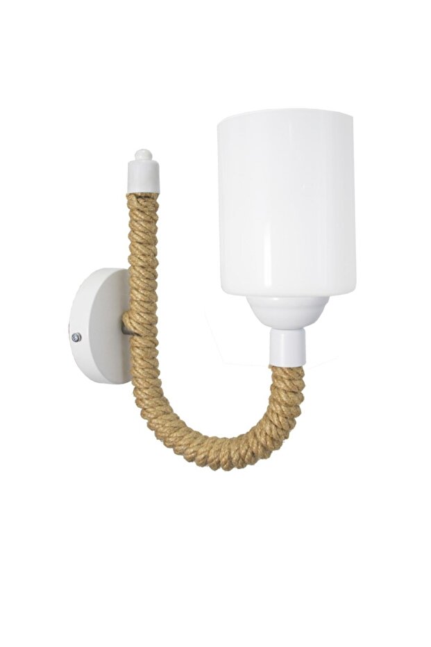 Rustik Retro Şık Model Halatlı Beyaz Aplik Beyazcam - 1