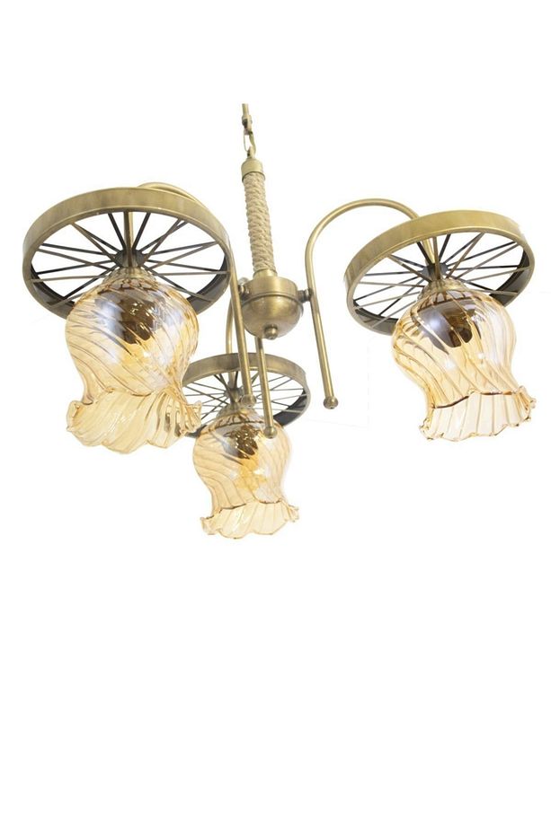 Spor Modern Rustik Retro Üçlü Model Teker Sarkıt Avize - 2