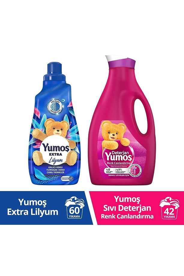 Extra Lilyum Konsantre Çamaşır Yumuşatıcı 1440 ml + Hassas Giysiler İçin Deterjan 2520 ml. - 1