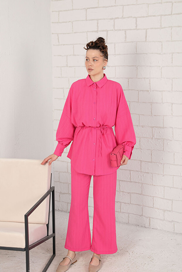 طقم قميص فوشيا - موديل أساسي 3-3117 - 2