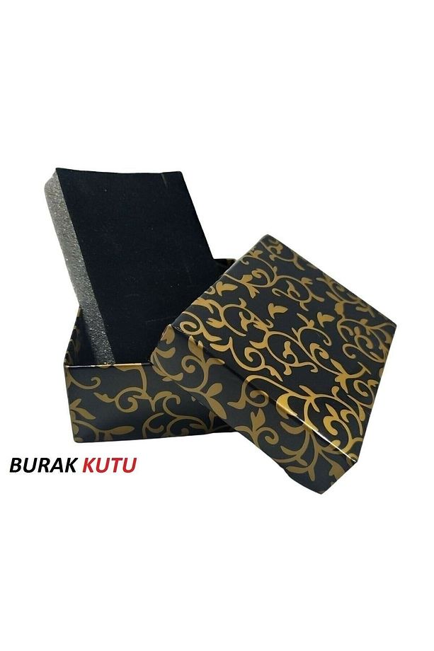 Siyah Sarı Gold Desenli Karton Kolye Takı &bileklik&set Kutusu (SÜNGERLİ) 24 Adet - 3