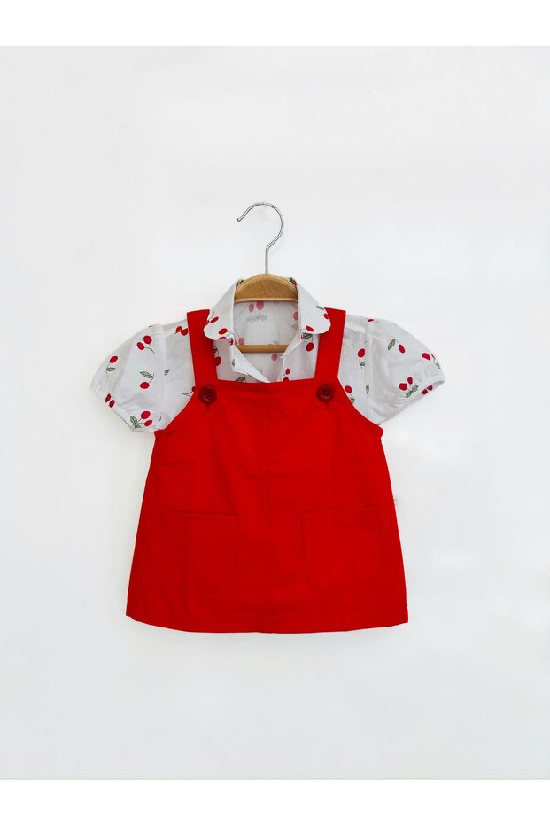 Baby Girl Cherry Shirt Red Dress 2 Pieces