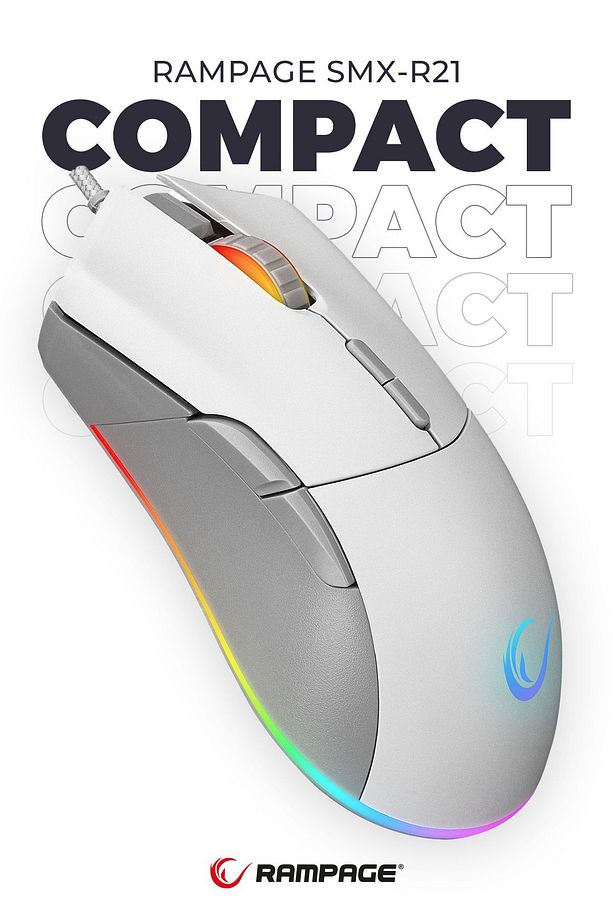 Smx-r21 Compact Usb Beyaz Rgb Ledli Makrolu 12800dpi / 1000hz Drag Click Gaming Oyuncu Mouse - 1