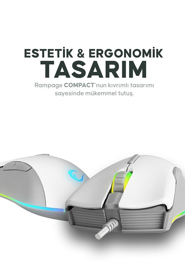 Smx-r21 Compact Usb Beyaz Rgb Ledli Makrolu 12800dpi / 1000hz Drag Click Gaming Oyuncu Mouse - 3