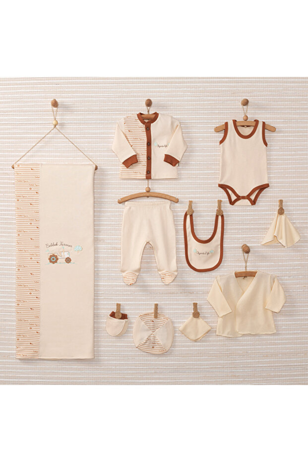 Baby Boy Ecru Organic Bamboo Farmer Newborn 10 Pack Hospital Release